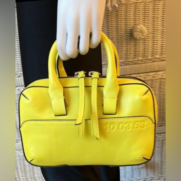 10.03.53. Leather Calfskin 2 Way Icon Mini Brief - Case in Lemon Yellow color - Picture 1 of 10